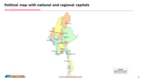 Myanmar Map With 7 Regions 7 States 1 Union Territory And 74