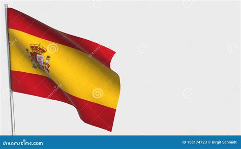 Spain Waving Flag Illustration On Flagpole Stock Illustration