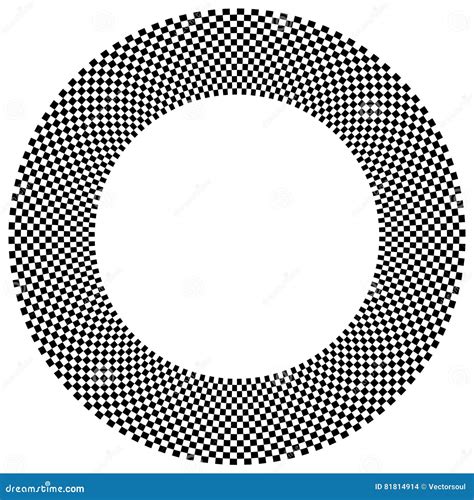 Checkered Circular Element Abstract Monochrome Graphic With Squared