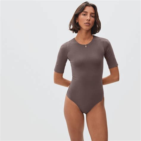 The Short Sleeve Crew Neck Bodysuit Peppercorn Everlane