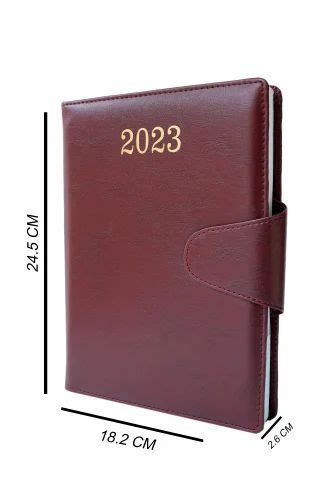 Hard Bound Pu Leather Maroon Strap Office Executive Diary Paper Size