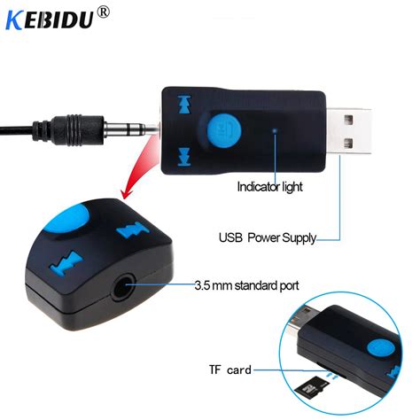 Kebidu Bluetooth Receiver Aux Mm Usb Wireless Adapter Dongle Audio