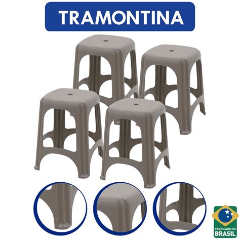 Kit Banquetas Tramontina Pl Stico Banco Suporta At Kg