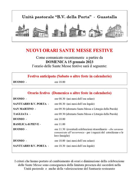 Orario Messe Feriali E Festive Up Beata Vergine Della Porta