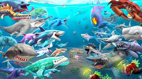 Hungry Shark World Vs Evolution All 63 Sharks Unlocked Shin Sharkjira Godzilla Hack Gems Coins