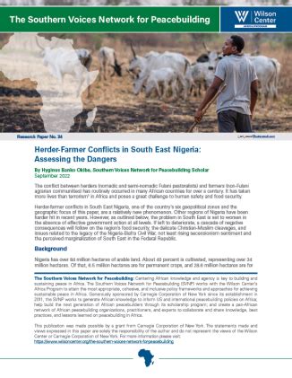 Herder Farmer Conflicts In South East Nigeria Assessing The Dangers