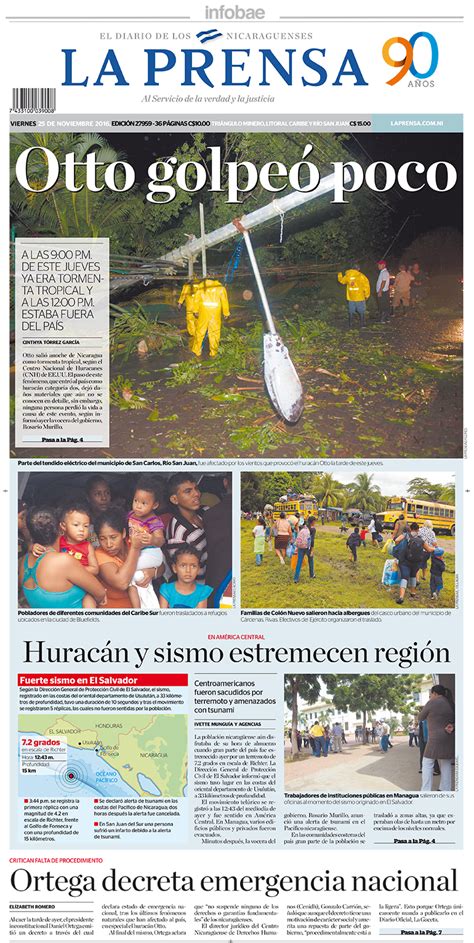 La Prensa Nicaragua Viernes 25 De Noviembre De 2016 Infobae