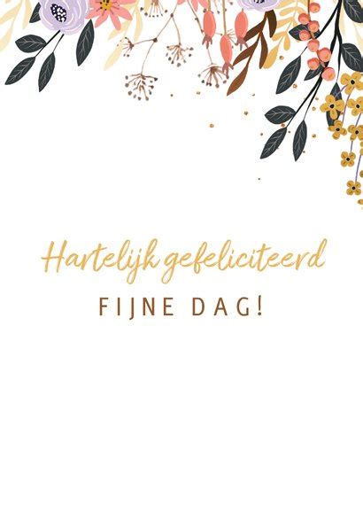 Verjaardagskaart Paarse Bloemen En Takjes Kaartje2go