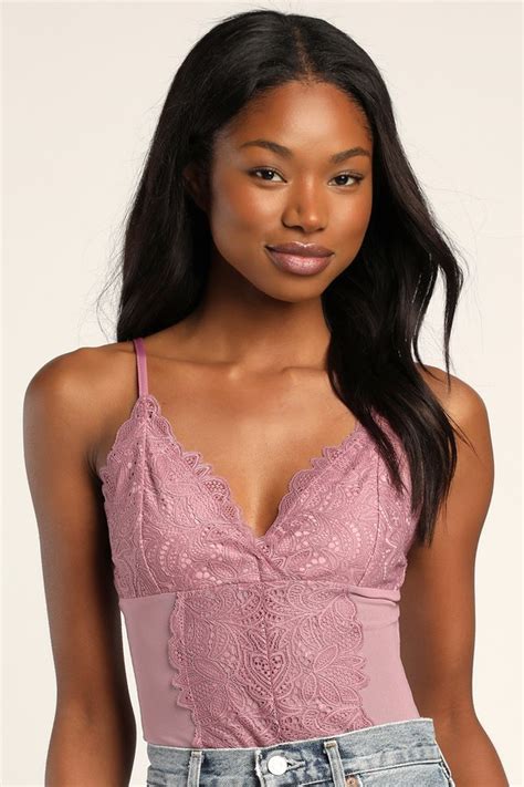 Purple Lace Bodysuits Sexy Bodysuits Purple Sheer Bodysuits Lulus