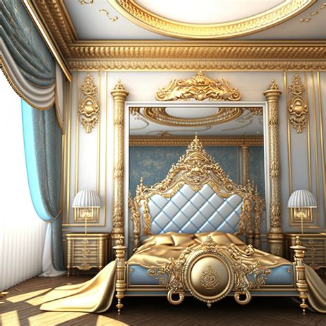 Premium Photo Luxurious Interior Bedroom In A Royal House With A Bed