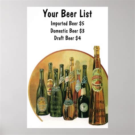 Vintage Imported Beer Bottles, Alcohol, Beverages Poster | Zazzle