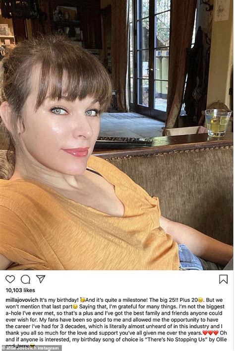 Milla Jovovich 45 Looks Radiant In A New Birthday Selfie As She Jokes About Turning 25