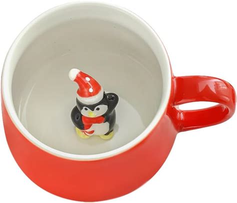 Engmoo 3d Christmas Coffee Mugs Figurine Inside Ceramics Cup Santa Claus Snowman