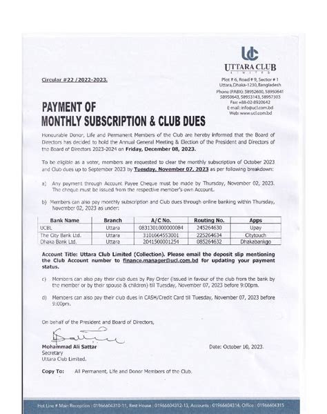 News Letters The Uttara Club Limited