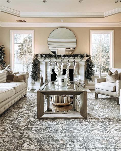 Beige Living Room With Mirrored Coffee Table Soul Lane