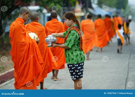 Mon Buddhist Monks Collecting Alms Editorial Stock Photo Image Of