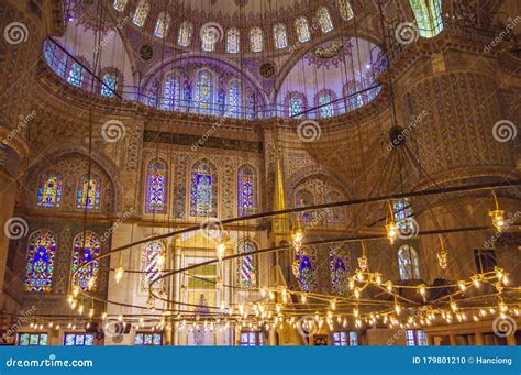 Istanbul Turkey The Interior Of Blue Mosque Sultan Ahmed Mosque