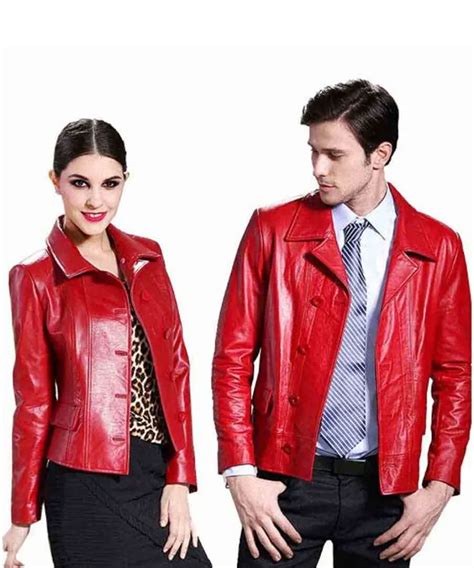 Couples Red Leather Jacket Valentines Day Red Leather Jacket