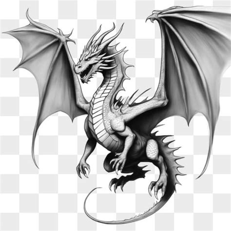 Download Black and White Dragon Drawing Sketches Online - Creative Fabrica