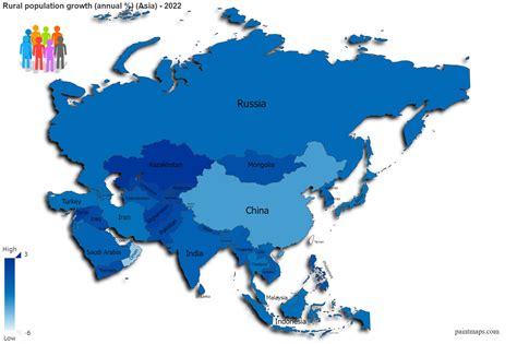 Rural Population Growth Annual Percentage On Asia Map