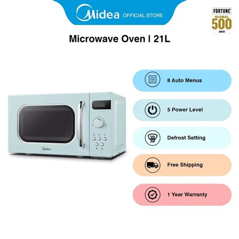 Midea Am C Ra Light Retro Green Quick Defrost Microwave Oven L