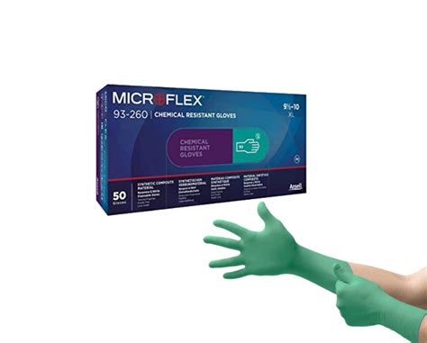 Ansell Microflex 93 260 Box Of 50 Chemical Resistant Disposable Gloves