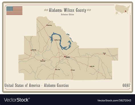 Map wilcox county in alabama Royalty Free Vector Image