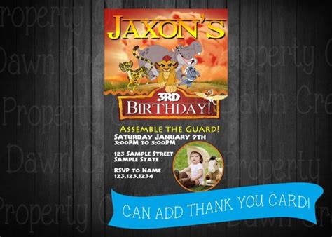 Lion Guard Birthday Invitation Digitial Deivery Custom Lion Guard