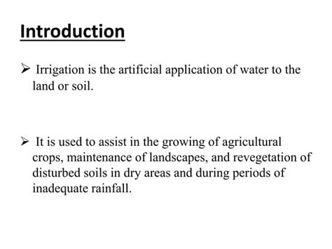 Irrigation and its types