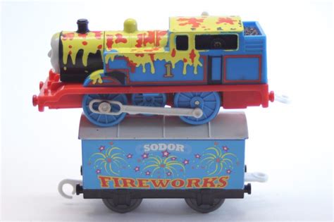 Thomas And Friends Paint Splattered Thomas And Fireworks Car Trackmaster