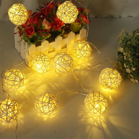 2 5m 20 Led Battery Powered Led Rattan Ball String Lights Decorative