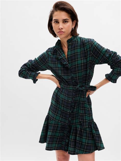 Plaid Tiered Mini Dress Gap