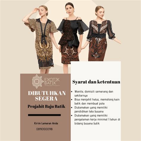 Lowongan Kerja Penjahit Baju Batik Di Exotik Batik Lokersemar Id