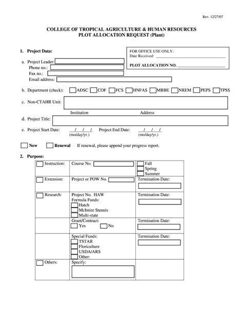 Fillable Online Ctahr Hawaii College Of Tropical Agriculture Human