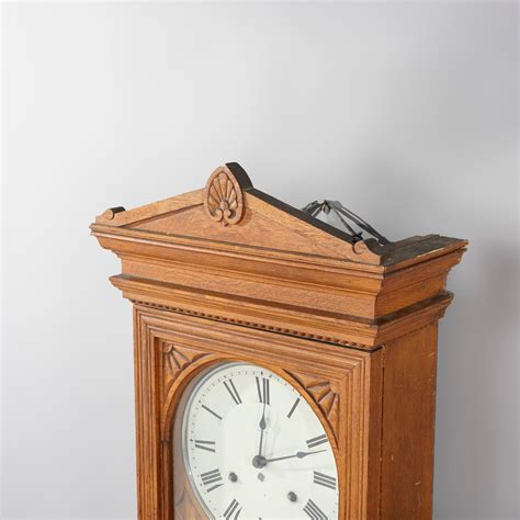 Antique Seth Thomas Oak Regulator Wall Clock Circa 1900 At 1stdibs Seth Thomas Grandfather Clock