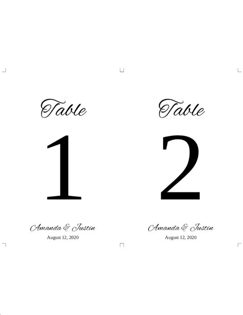 Wedding Table Numbers Template 4x6 Printable Table Number Etsy