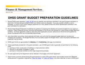 Fillable Online Dhss Alaska Dhss Grant Budget Preparation Guidelines