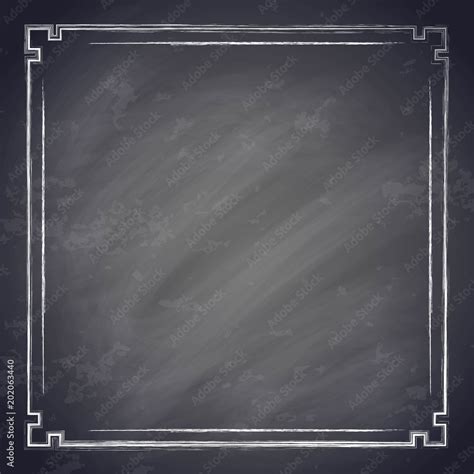 Vintage Chalkboard Background With Square Chalk Frame Old Black Board Vector Illustration