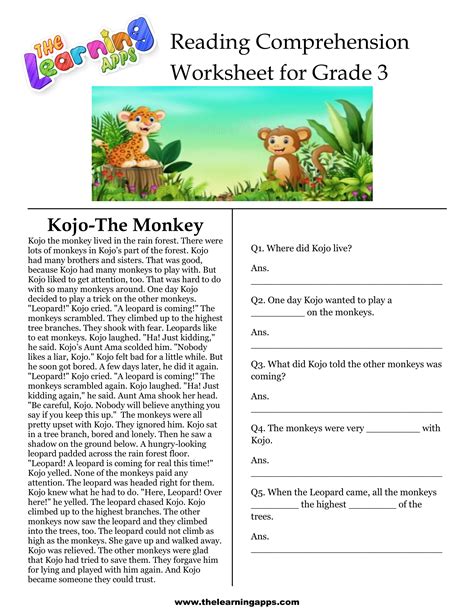 Reading Comprehension Activities For 3rd Grade