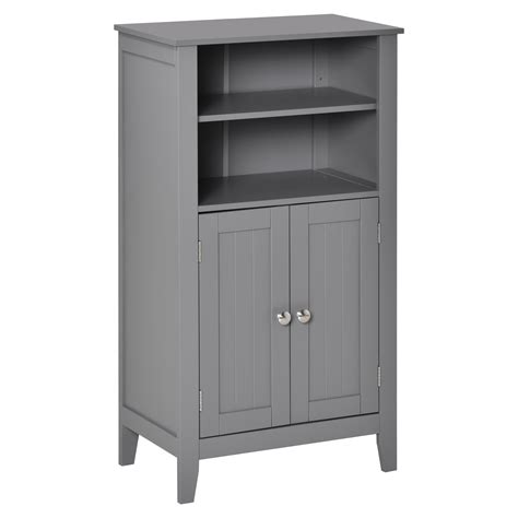 Kleankin Bathroom Floor Cabinet Free Standing Side Cabinet Storage Organizer With Double Doors