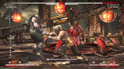 Mortal Kombat X Scorpion Bnb 1 Bar 40 Overhead Hit Confirm Combo Inferno Variation Youtube