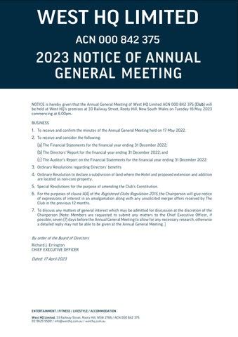 West HQ 2023 Notice Of Annual General Meeting By Westhq Issuu