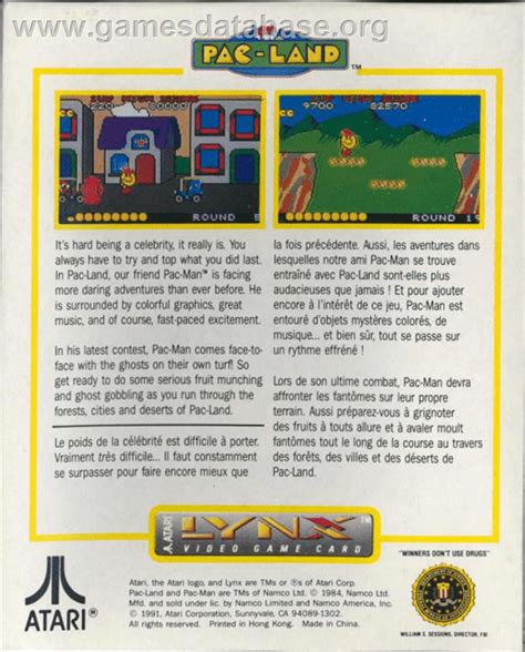 Pac Land Atari Lynx Artwork Box Back