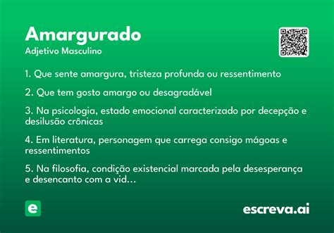 O Que É Ser Amargurado - Amargurado - Significado e Sinônimo - escreva.ai