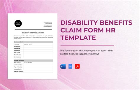 Disability Benefits Claim Form Hr Template In Word Pdf Google Docs