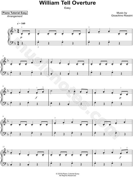 Piano Tutorial Easy William Tell Overture Easy Sheet Music Easy Piano Piano Solo In F