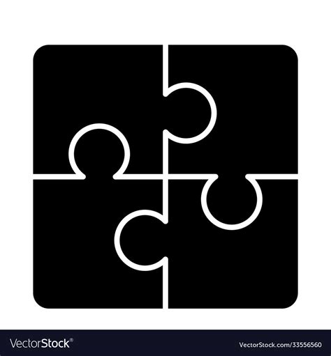 Jigsaw puzzle icon silhouette style Royalty Free Vector