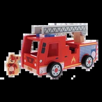 Trefl Bobaski i Miś Fire truck drewniany wóz strażacki smyk