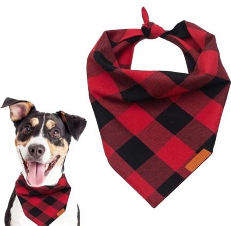 Red Buffalo Plaid Dog Bandana Cotton Medium Ebay