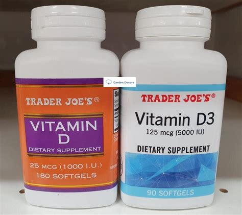 Trader Joes2 Trader Joes Vitamin D 25 Mcg And Vitamin D3 125 Mcg Dietary Supplement